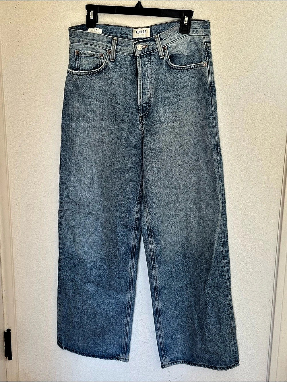 AGOLDE Low Slung Baggy Straight Leg Jeans in Blue size 27